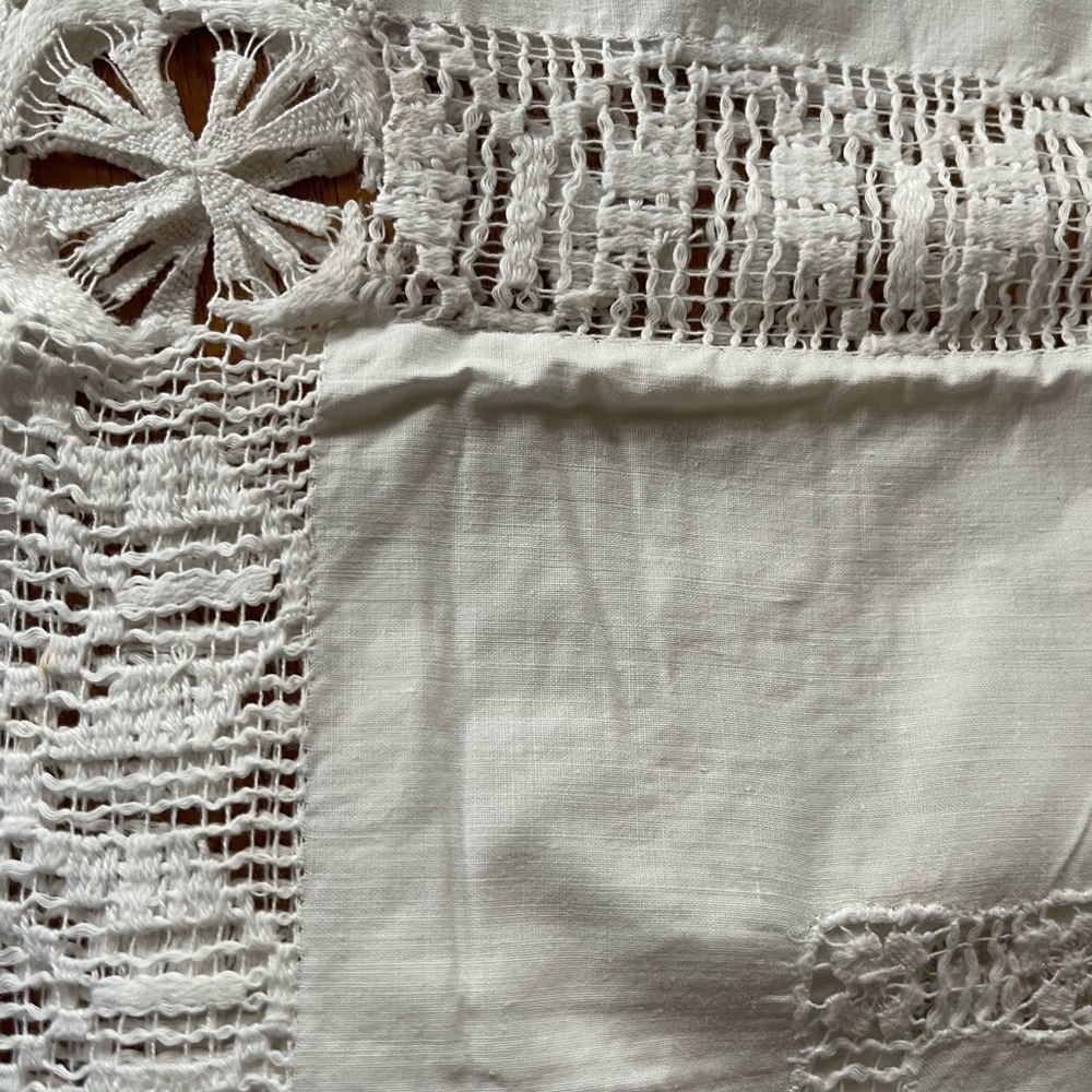 Elegant White Crochet Lace Tablecloth